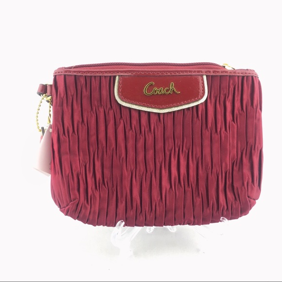 Coach Handbags - Coach NWT bordeaux gathered satin wristlet